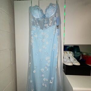 Elegant Blue Lace Gown